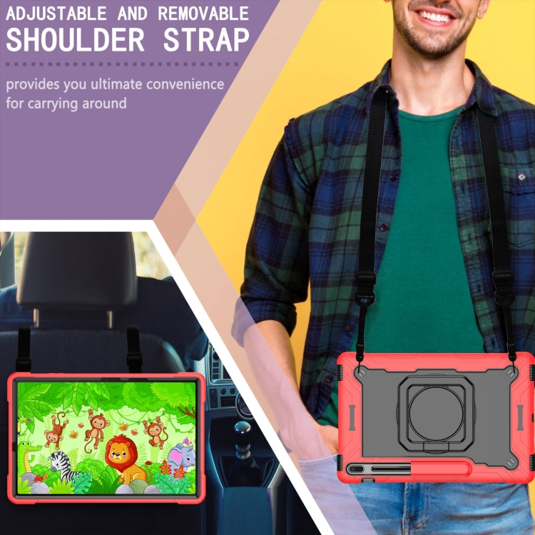 For Samsung Galaxy Tab S7+ / S8+ / S7 FE Silicone + PC Bracelet Holder Tablet Case(Red + Black) by bashfashion