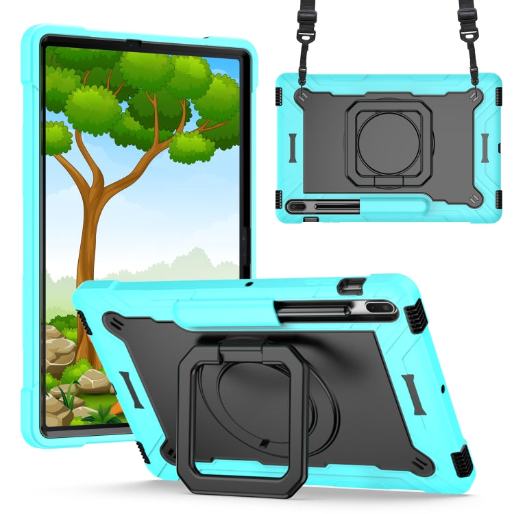 For Samsung Galaxy Tab S7+ / S8+ / S7 FE Silicone + PC Bracelet Holder Tablet Case(Mint Green + Black) by bashfashion