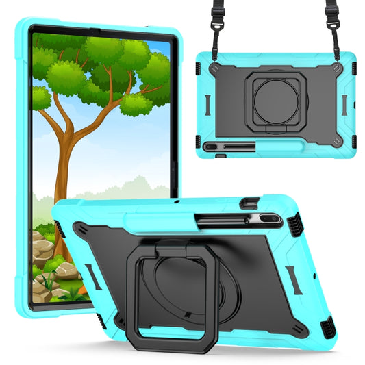 For Samsung Galaxy Tab S7+ / S8+ / S7 FE Silicone + PC Bracelet Holder Tablet Case(Mint Green + Black) by bashfashion