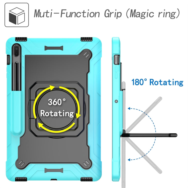 For Samsung Galaxy Tab S7+ / S8+ / S7 FE Silicone + PC Bracelet Holder Tablet Case(Mint Green + Black) by bashfashion