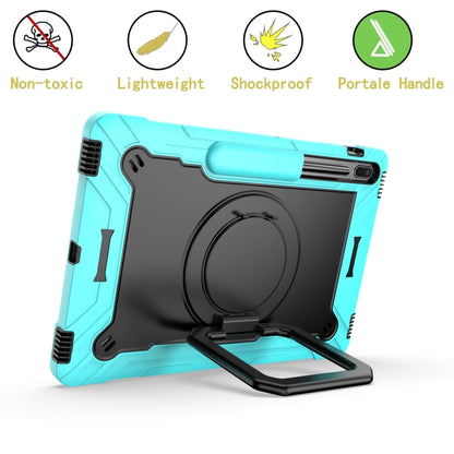 For Samsung Galaxy Tab S7+ / S8+ / S7 FE Silicone + PC Bracelet Holder Tablet Case(Mint Green + Black) by bashfashion