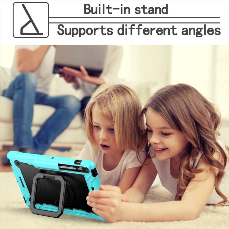 For Samsung Galaxy Tab S7+ / S8+ / S7 FE Silicone + PC Bracelet Holder Tablet Case(Mint Green + Black) by bashfashion