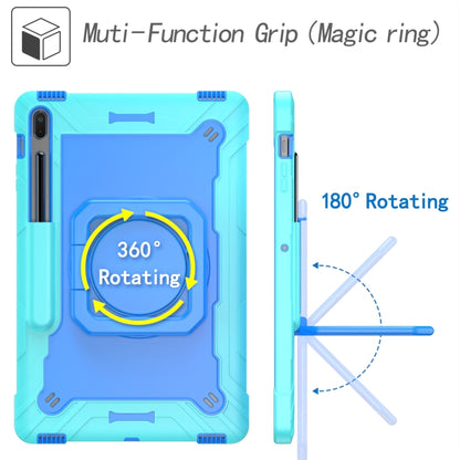 For Samsung Galaxy Tab S7+ / S8+ / S7 FE Silicone + PC Bracelet Holder Tablet Case(Mint Green + Blue) by bashfashion