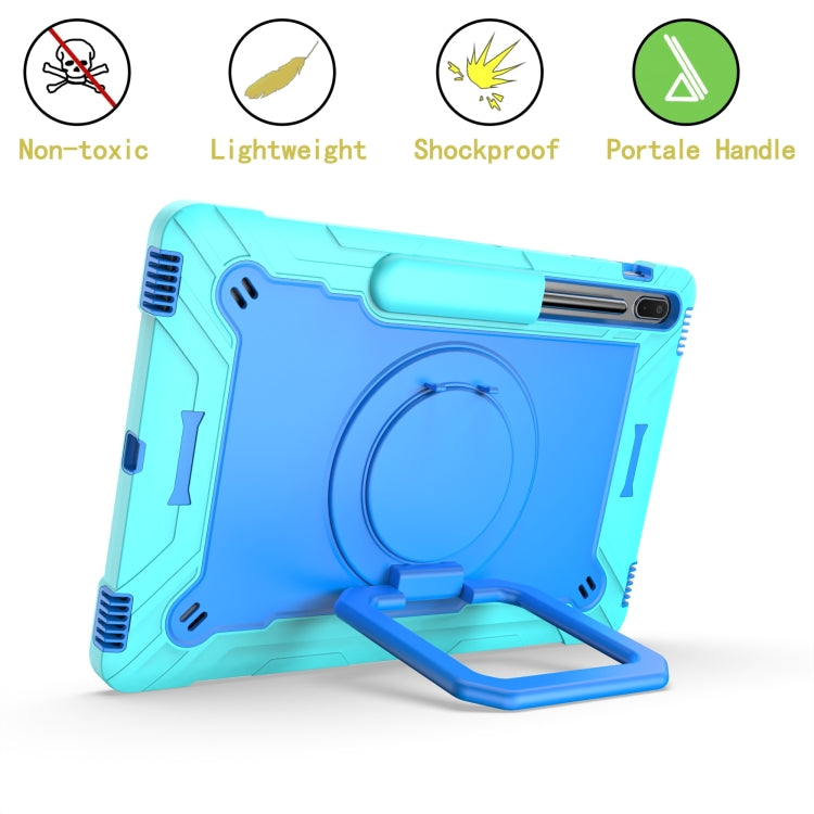 For Samsung Galaxy Tab S7+ / S8+ / S7 FE Silicone + PC Bracelet Holder Tablet Case(Mint Green + Blue) by bashfashion