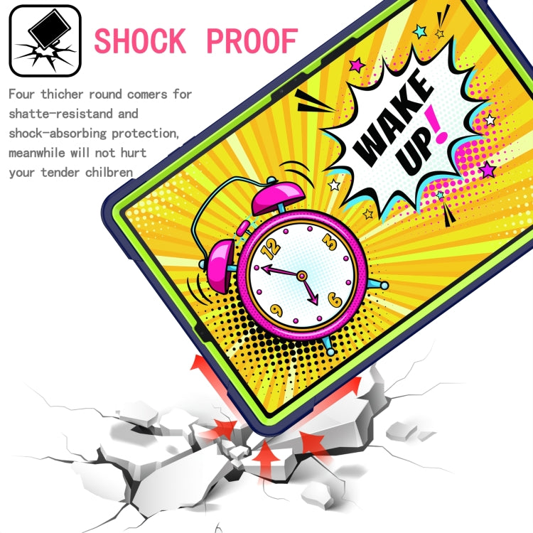 For Samsung Galaxy Tab S7+ / S8+ / S7 FE Silicone + PC Bracelet Holder Tablet Case(Navy Blue + Yellow Green) by bashfashion