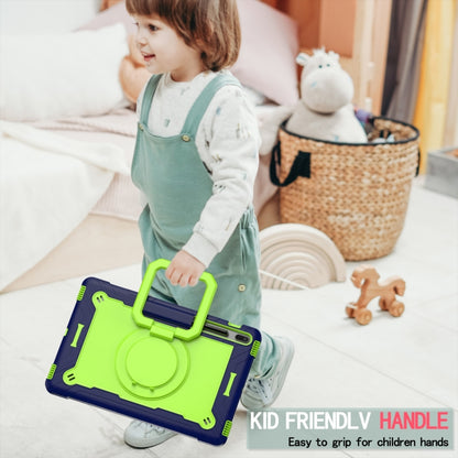 For Samsung Galaxy Tab S7+ / S8+ / S7 FE Silicone + PC Bracelet Holder Tablet Case(Navy Blue + Yellow Green) by bashfashion