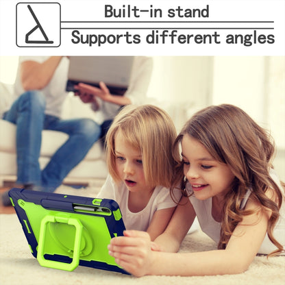 For Samsung Galaxy Tab S7+ / S8+ / S7 FE Silicone + PC Bracelet Holder Tablet Case(Navy Blue + Yellow Green) by bashfashion