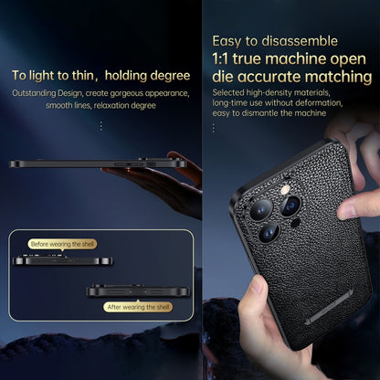 For iPhone 14 Pro SULADA Invisible Bracket Leather Back Cover Phone Case(Black) by SULADA