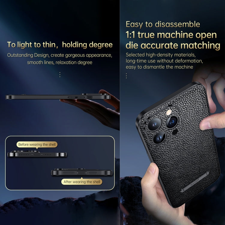For iPhone 14 Pro Max SULADA Invisible Bracket Leather Back Cover Phone Case(Black) by SULADA