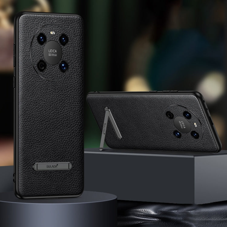 For Huawei Mate 40 SULADA Invisible Bracket Leather Back Cover Phone Case(Black) by SULADA