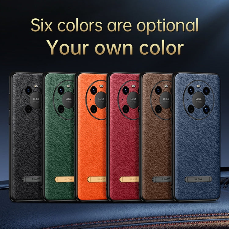 For Huawei Mate 40 SULADA Invisible Bracket Leather Back Cover Phone Case(Brown) by SULADA