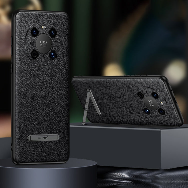 For Huawei Mate 40 Pro SULADA Invisible Bracket Leather Back Cover Phone Case(Black) by SULADA