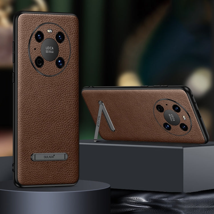 For Huawei Mate 40 Pro SULADA Invisible Bracket Leather Back Cover Phone Case(Brown) by SULADA