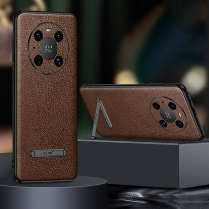 For Huawei Mate 40 Pro SULADA Invisible Bracket Leather Back Cover Phone Case(Brown) by SULADA