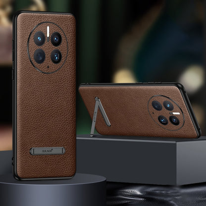 For Huawei Mate 50 SULADA Invisible Bracket Leather Back Cover Phone Case(Brown) by SULADA