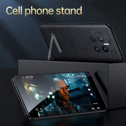 For Huawei Mate 50 SULADA Invisible Bracket Leather Back Cover Phone Case(Black) by SULADA