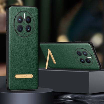 For Huawei Mate 50 Pro SULADA Invisible Bracket Leather Back Cover Phone Case(Dark Green) by SULADA