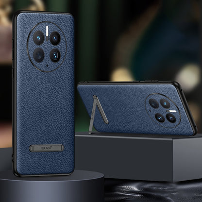 For Huawei Mate 50 Pro SULADA Invisible Bracket Leather Back Cover Phone Case(Blue) by SULADA