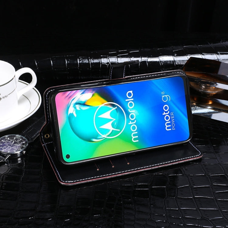 For Motorola Moto G8 Power idewei Crocodile Texture Horizontal Flip Leather Case with Holder & Card Slots & Wallet(Dark Blue) by idewei