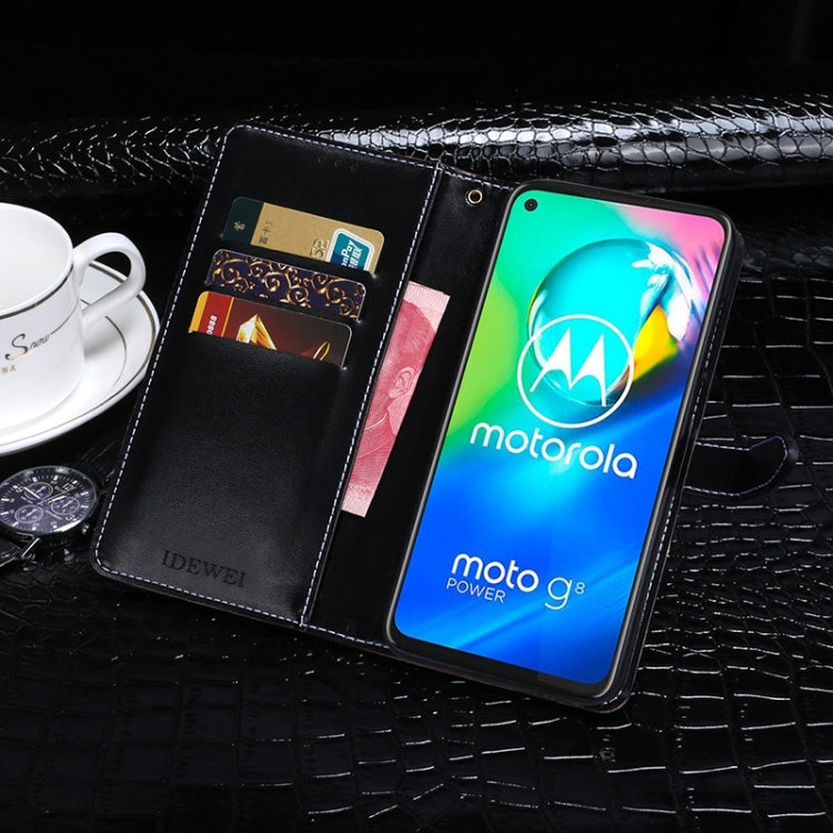 For Motorola Moto G8 Power idewei Crocodile Texture Horizontal Flip Leather Case with Holder & Card Slots & Wallet(Dark Blue) by idewei