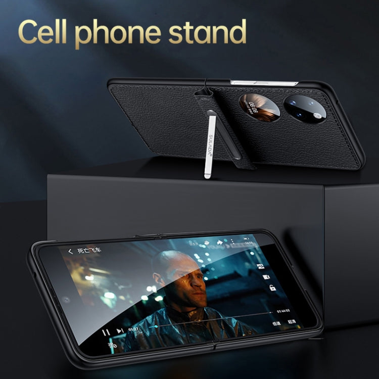 For Huawei P50 Pocket SULADA Invisible Bracket Leather Back Cover Phone Case(Black) by SULADA