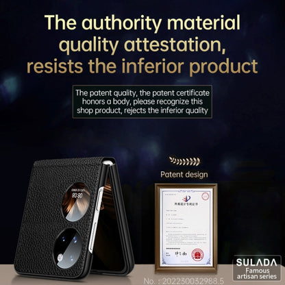 For Huawei P50 Pocket SULADA Invisible Bracket Leather Back Cover Phone Case(Black) by SULADA