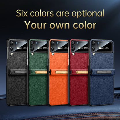 For Samsung Galaxy Z Flip3 5G SULADA Invisible Bracket Leather Back Cover Phone Case(Black) by SULADA