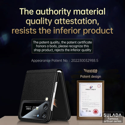 For Samsung Galaxy Z Flip3 5G SULADA Invisible Bracket Leather Back Cover Phone Case(Black) by SULADA