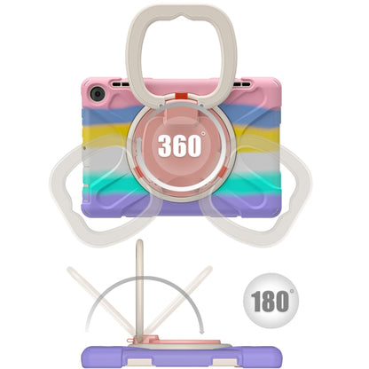 For Amazon Fire HD 8 2022 Silicone + PC Protective Tablet Case with Holder & Shoulder Strap(Colorful Pink) by bashfashion