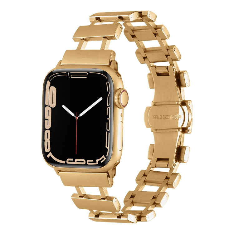 Hollow Stainless Steel Watch Band For Apple Watch Ultra 49mm / Series 8&7 45mm / SE 2&6&SE&5&4 44mm(Gold) by bashfashion