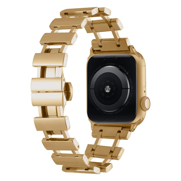 Hollow Stainless Steel Watch Band For Apple Watch Ultra 49mm / Series 8&7 45mm / SE 2&6&SE&5&4 44mm(Gold) by bashfashion