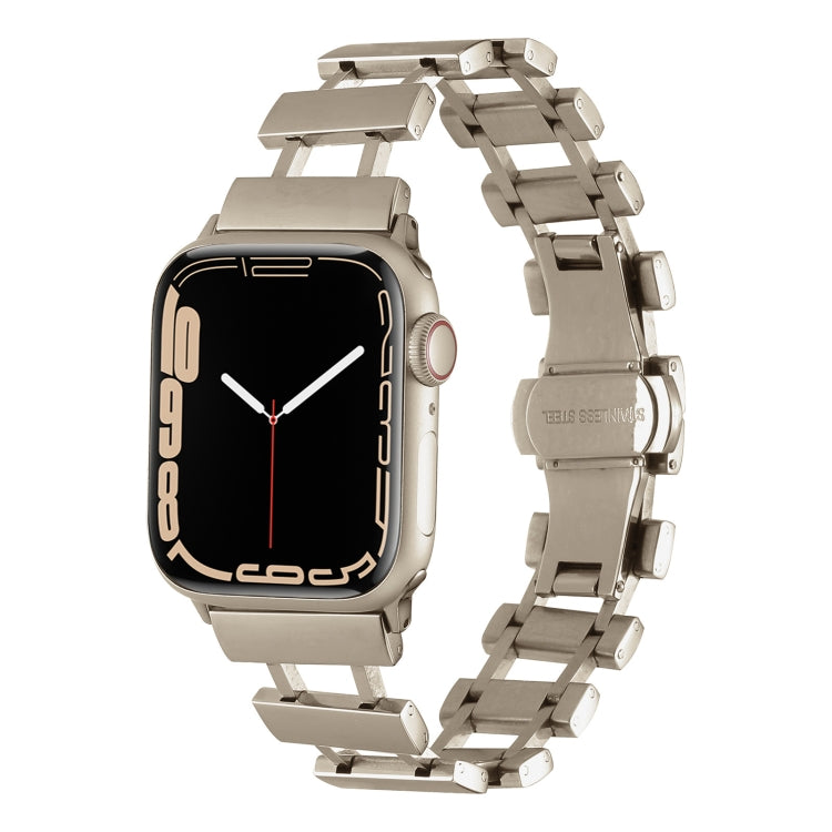 Hollow Stainless Steel Watch Band For Apple Watch Ultra 49mm / Series 8&7 45mm / SE 2&6&SE&5&4 44mm(Starlight) by bashfashion