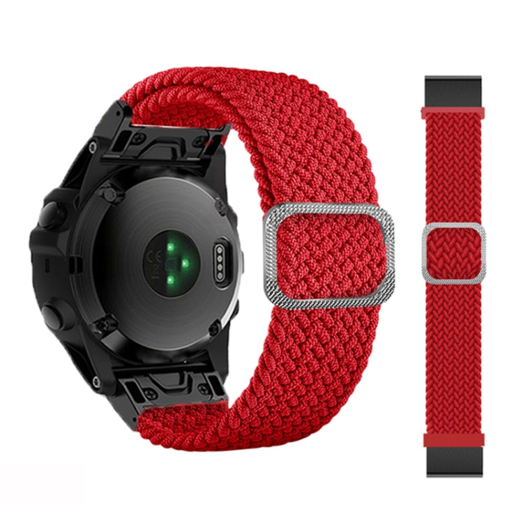 For Garmin Fenix 7 Adjustable Nylon Braided Elasticity Watch Band(Red) by bashfashion