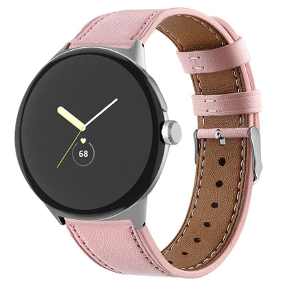 For Google Pixel Watch 1 / 2 / 3 41mm Round Tail Genuine Leather Watch Band(Pink) by bashfashion