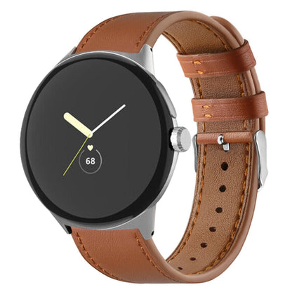 For Google Pixel Watch 1 / 2 / 3 41mm Round Tail Genuine Leather Watch Band(Brown) by bashfashion
