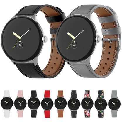 For Google Pixel Watch 1 / 2 / 3 41mm Round Tail Genuine Leather Watch Band(Brown) by bashfashion