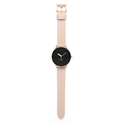 For Google Pixel Watch Grooved Genuine Leather Watch Band(Light Pink) by bashfashion