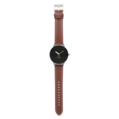 For Google Pixel Watch Grooved Genuine Leather Watch Band(Brown) by bashfashion