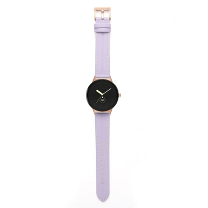For Google Pixel Watch Grooved Genuine Leather Watch Band(Purple) by bashfashion
