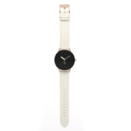 For Google Pixel Watch Grooved Genuine Leather Watch Band(White) by bashfashion