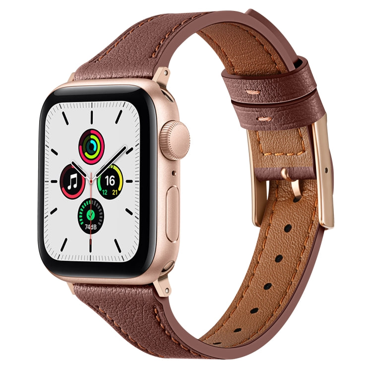 Genuine Leather Breathable Watch Band For Apple Watch Series 8&7 45mm / SE 2&6&SE&5&4 44mm / 3&2&1 42mm(Brown) by bashfashion