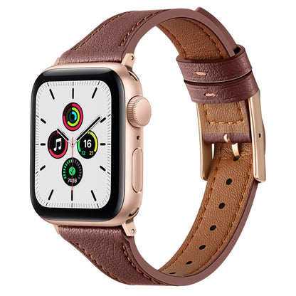 Genuine Leather Breathable Watch Band For Apple Watch Series 8&7 45mm / SE 2&6&SE&5&4 44mm / 3&2&1 42mm(Brown) by bashfashion