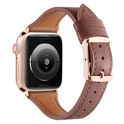 Genuine Leather Breathable Watch Band For Apple Watch Series 8&7 45mm / SE 2&6&SE&5&4 44mm / 3&2&1 42mm(Brown) by bashfashion
