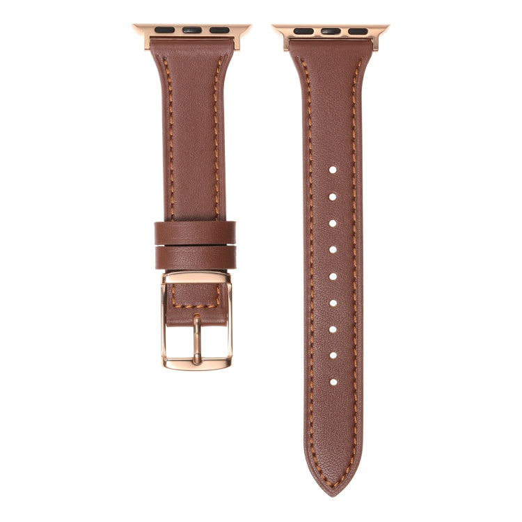 Genuine Leather Breathable Watch Band For Apple Watch Series 8&7 45mm / SE 2&6&SE&5&4 44mm / 3&2&1 42mm(Brown) by bashfashion