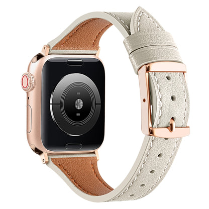 Genuine Leather Breathable Watch Band For Apple Watch Series 8&7 45mm / SE 2&6&SE&5&4 44mm / 3&2&1 42mm(White) by bashfashion