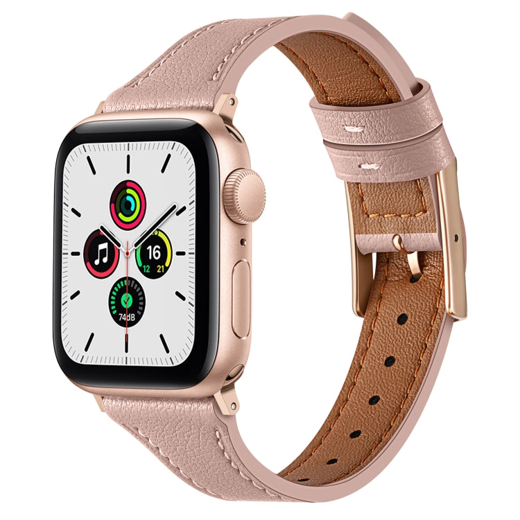 Genuine Leather Breathable Watch Band For Apple Watch Series 8&7 45mm / SE 2&6&SE&5&4 44mm / 3&2&1 42mm(Pink) by bashfashion