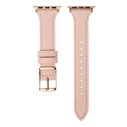 Genuine Leather Breathable Watch Band For Apple Watch Series 8&7 45mm / SE 2&6&SE&5&4 44mm / 3&2&1 42mm(Pink) by bashfashion