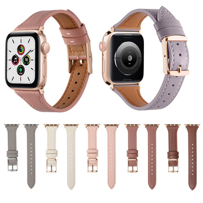 Genuine Leather Breathable Watch Band For Apple Watch Series 8&7 45mm / SE 2&6&SE&5&4 44mm / 3&2&1 42mm(Brown) by bashfashion
