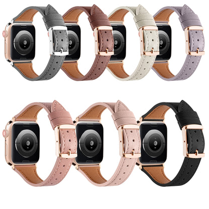 Genuine Leather Breathable Watch Band For Apple Watch Series 8&7 45mm / SE 2&6&SE&5&4 44mm / 3&2&1 42mm(Brown) by bashfashion