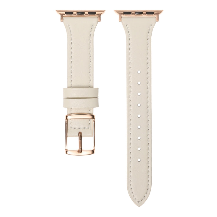 Genuine Leather Breathable Watch Band For Apple Watch Series 9&8&7 41mm / SE 3&SE 2&6&SE&5&4 40mm / 3&2&1 38mm(White) by bashfashion